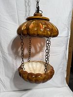 Full view of hanging ceramic lamp