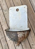 Full view of fountain on wood deck