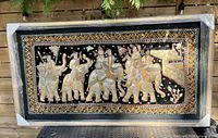 Full view of framed Kalaga tapestry showing complete design and frame