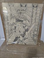 Front view of wrapped pencil artwork showing full composition