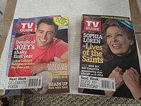 Two TV Guide issues featuring Matt LeBlanc and Sophia Loren covers
