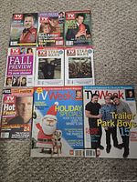 Group shot showing all nine magazines