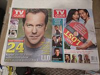 Two TV Guide magazines: 24 cover and Lost cover