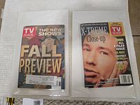 Two sleeved TV Guide magazines: Fall Preview and X-Treme Close-up covers