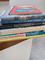 Stack of all seven books showing spines for titles and authors