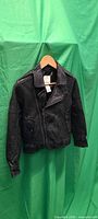 Front view of black leather Diesel jacket