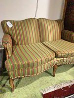 Front view of striped loveseat