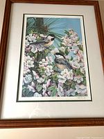 Bird print framed, close view