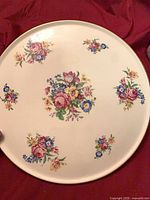 Top view of floral porcelain cake plate