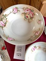 large porcelain serving bowl with rose decoration
