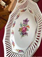 Top view of Schumann Bavaria reticulated bowl showing floral center and openwork rim