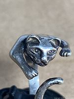 Close-up of cat head detail on ring