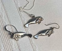 Necklace and both earrings laid on fabric