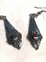 Front view of both earrings showing design and inlay