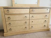 front view of dresser drawers and mirror