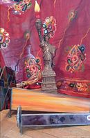 Statue of Liberty lamp with triangular stained glass shade and triangular kaleidoscope