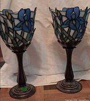 Front view of both stained-glass candle holders