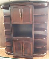Full view of three-piece mahogany wall unit