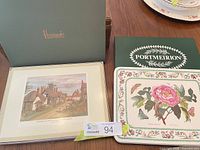Harrods and Portmeirion placemat boxes with example mats displayed