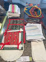 Overview of all kitchen linens on counter