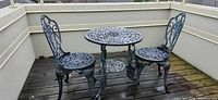 Entire three-piece bistro set on patio