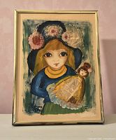 Framed mixed media painting front view