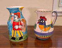 Vase and pitcher side by side on tabletop