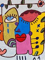 Close-up of painted details showing colour and texture