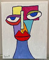 Front view of abstract face painting signed Bella