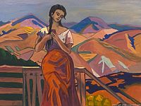 Full view of oil painting artwork subject