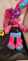 Front view of Build-A-Bear Risa bunny with clothing