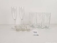 Full set of 2 flutes, 3 highballs, 3 shot glasses