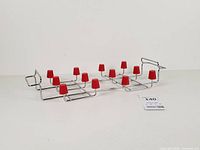 Top view of entire chrome rack showing red tips and handles