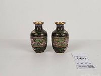 Full view of both cloisonné vases front