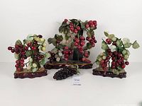 Full set of four carved hardstone grape vine decorations