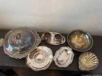 Group shot of all silver-plated items on table