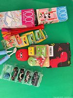 All items in lot on green background