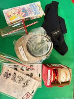 All items grouped on green surface