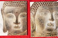 Both Buddha face canvas panels front view