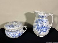 Pitcher and covered chamber pot, full view