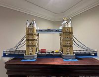 Full assembled Tower Bridge model on display stand