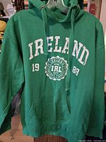 Front view showing Ireland graphic and overall hoodie