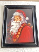 Front view of framed Santa portrait signed Florence Susan Cornish