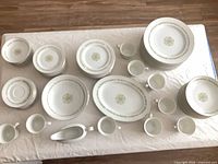 Overhead view of entire 50+ piece china set