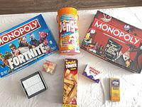 All eight games laid out on table