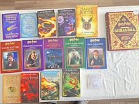 All books, guides, MinaLima edition, stickers and posters laid out