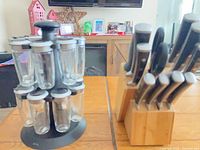 Spice rack and knife block side by side