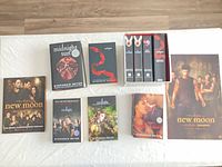 Overview of all Twilight Saga items arranged on table