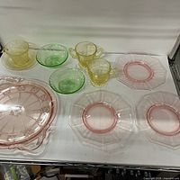 Full lot showing all 10 depression glass pieces