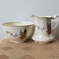 creamer and sugar bowl side view showing pattern and shape